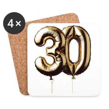 30 ans de ballon d’or en feuille de ballon cadeau - Dessous de verre (lot de 4) - blanc - Devant
