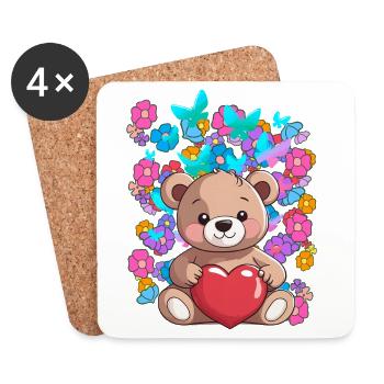 Valentine's Day Teddy Heru Teddy Bear Bear Child - Coasters (set of 4) - white - Front