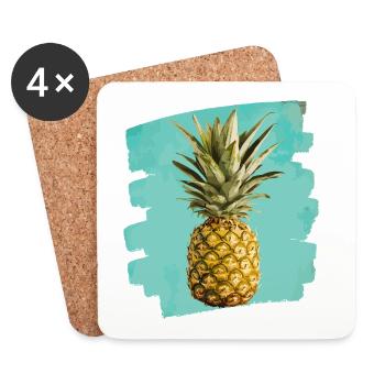 Ananas - Untersetzer (4er-Set) - Weiß - Vorne