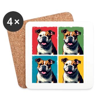 Pop Art Bulldog, Bubbles, Pancake, Chonk, Nibbles - Coasters (set of 4) - white - Front