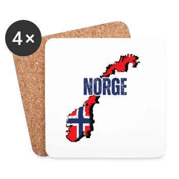 Norwegische Flagge, Norwegischer Stolz - Untersetzer (4er-Set) - Weiß - Vorne