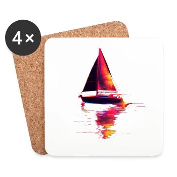 Sailing ship Retrowave - Coasters (set of 4) - white - Front