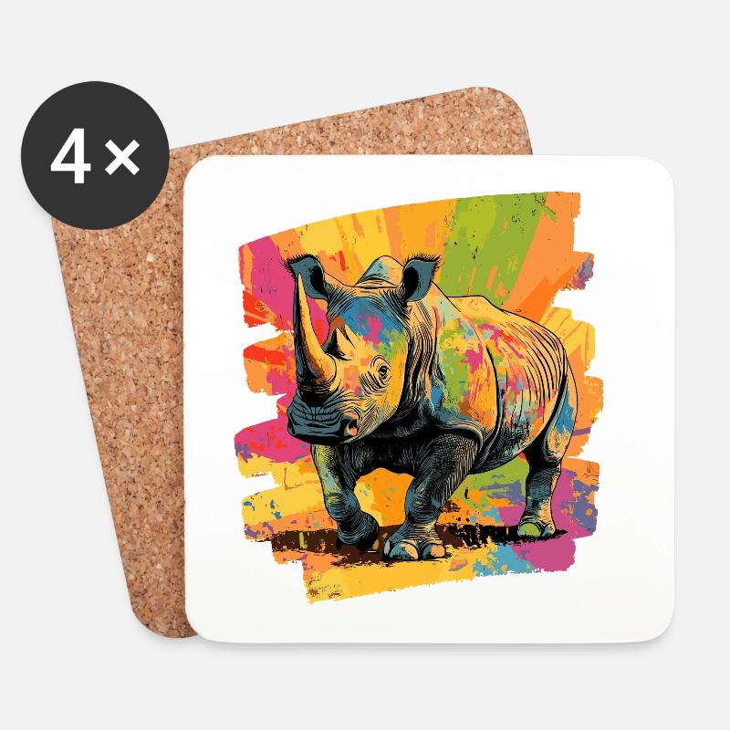 Nashorn - Untersetzer (4er-Set) - Weiß