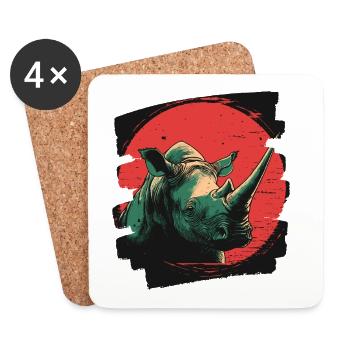 Nashorn - Untersetzer (4er-Set) - Weiß - Vorne