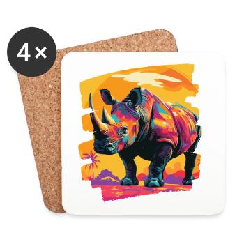 Nashorn - Untersetzer (4er-Set) - Weiß - Vorne