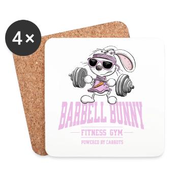 Bunny Fitness Weight Lifting Weightlifting Saying - Coasters (set of 4) - white - Front