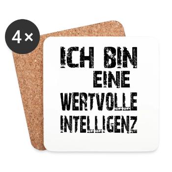 KI Spruch Ich bin eine wertvolle Intelligenz - Untersetzer (4er-Set) - Weiß - Vorne