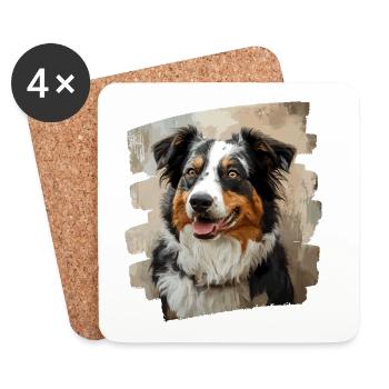 Australian Shepherd - Coasters (set of 4) - white - Front