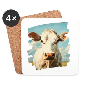 Éleveur de vaches - Dessous de verre (lot de 4) - blanc - Devant