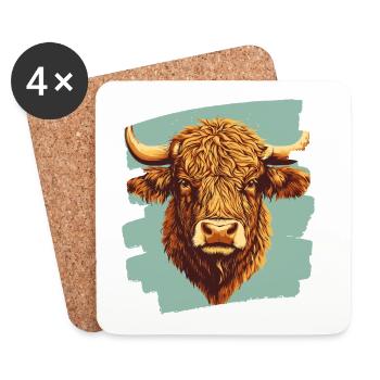 Scottish Highland cattle - Coasters (set of 4) - white - Front