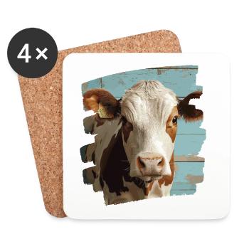 Éleveur de vaches - Dessous de verre (lot de 4) - blanc - Devant