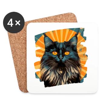 Maine Coon - Untersetzer (4er-Set) - Weiß - Vorne