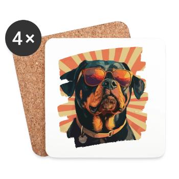 Rottweiler - Dessous de verre (lot de 4) - blanc - Devant