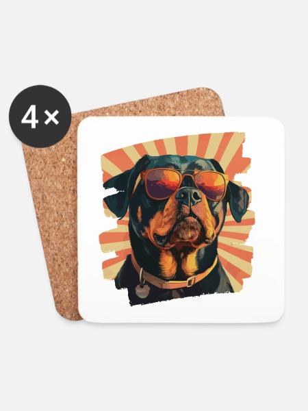 Rottweiler - Untersetzer (4er-Set) - Weiß