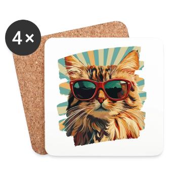 Maine Coon - Untersetzer (4er-Set) - Weiß - Vorne