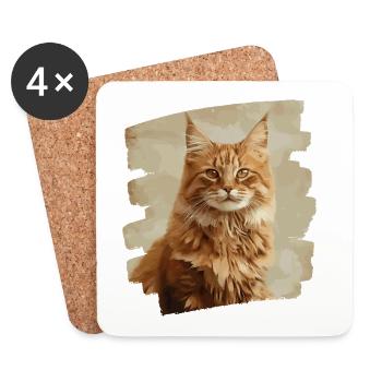 Maine Coon - Untersetzer (4er-Set) - Weiß - Vorne