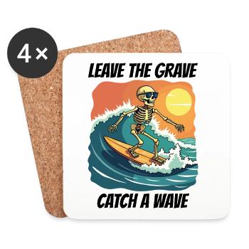 Wellenreiten Surfen Skelett Fun Cool Strand Urlaub - Untersetzer (4er-Set) - Weiß - Vorne