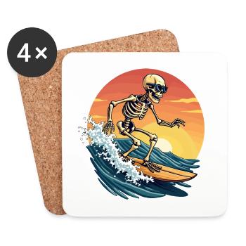 Surfer Skelett Surfen Wellenreiten Strand Meer Fun - Untersetzer (4er-Set) - Weiß - Vorne