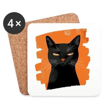 Black cat - Coasters (set of 4) - white - Front