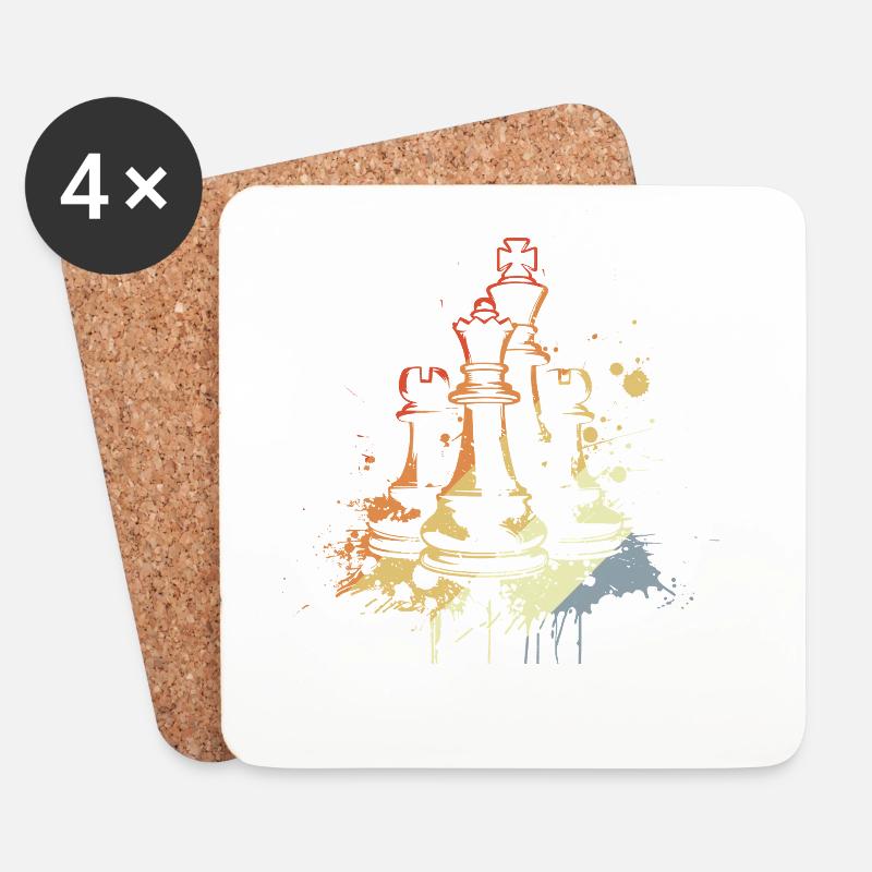 Schachfiguren Graffiti - Untersetzer (4er-Set) - Weiß
