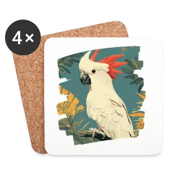Cacatoès - Dessous de verre (lot de 4) - blanc - Devant