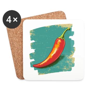 Chili - Untersetzer (4er-Set) - Weiß - Vorne