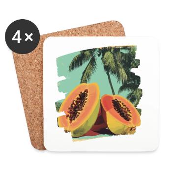 Papaya - Untersetzer (4er-Set) - Weiß - Vorne