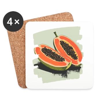 Papaya - Untersetzer (4er-Set) - Weiß - Vorne