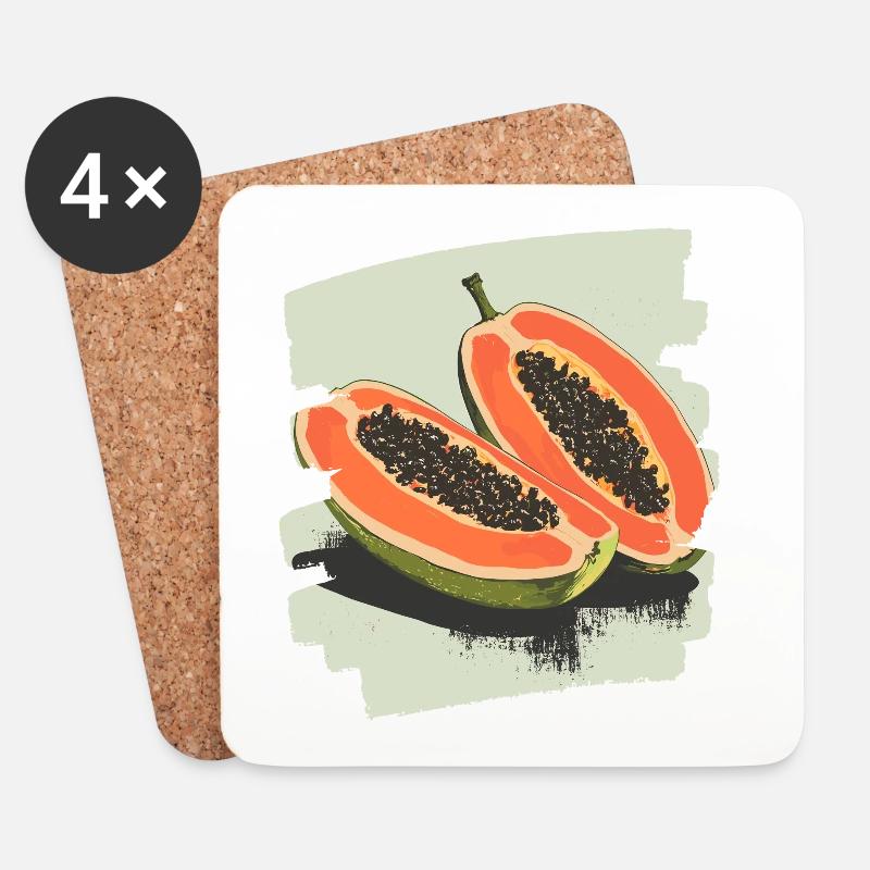 Papaya - Untersetzer (4er-Set) - Weiß