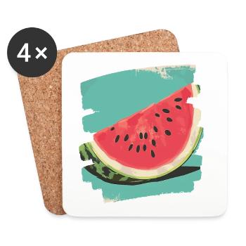 Wassermelone - Untersetzer (4er-Set) - Weiß - Vorne