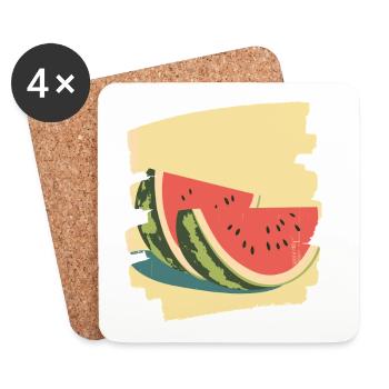 Wassermelone - Untersetzer (4er-Set) - Weiß - Vorne