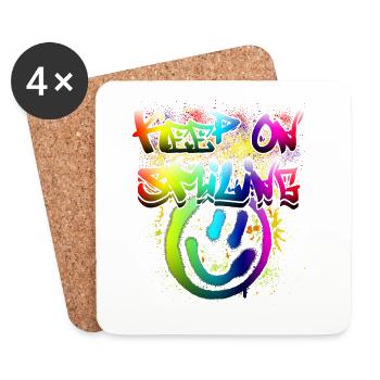 Colorful Happy Face Graffiti Design - Coasters (set of 4) - white - Front
