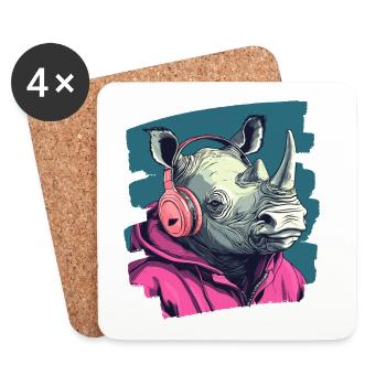 Nashorn - Untersetzer (4er-Set) - Weiß - Vorne