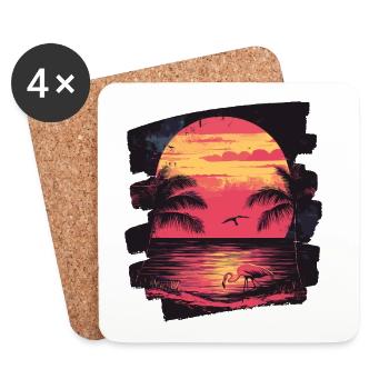 Flamant - Dessous de verre (lot de 4) - blanc - Devant