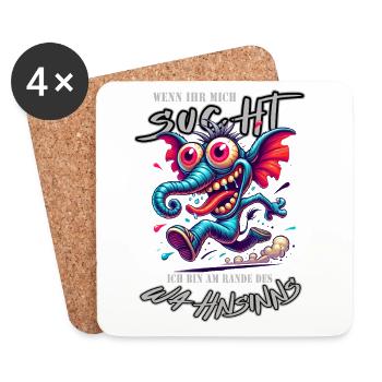 Wenn ihr mich sucht, ich bin am Rande des Wahnsinn - Untersetzer (4er-Set) - Weiß - Vorne