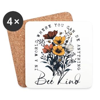 Bee Kind Blumen Bienen Natur Frühling Naturfreund - Untersetzer (4er-Set) - Weiß - Vorne