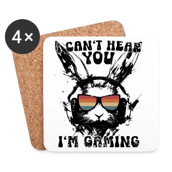 I Can't Hear You I'm Gaming Bunny Gamer Gift - Coasters (set of 4) - white - Front