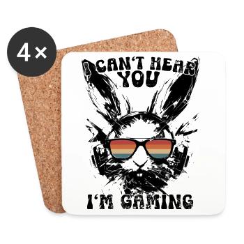 I Can't Hear You I'm Gaming Bunny Sunglasses - Coasters (set of 4) - white - Front