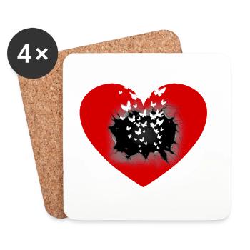 Coeur de la Saint-Valentin Coeurs Papillons Amour - Dessous de verre (lot de 4) - blanc - Devant