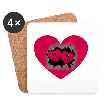Cœur de la Saint-Valentin Coeurs Partenaire Saint-Valentin Amour - Dessous de verre (lot de 4) - blanc - Devant