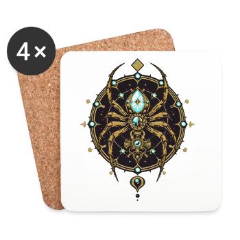 Golden elegance: The spider of secrets. - Coasters (set of 4) - white - Front