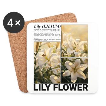 Lily Flower Lily Blossom Botany Aesthetics Gift - Coasters (set of 4) - white - Front