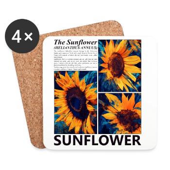 Sunflower Nature Summer Botanical Blossoms Gift - Coasters (set of 4) - white - Front