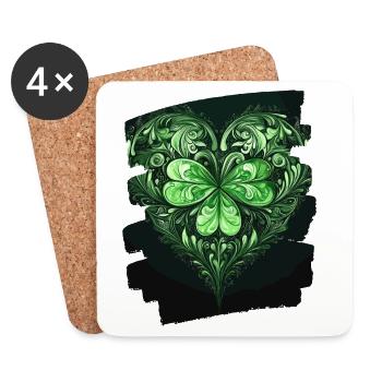 Saint-Patrick Shamrock Heart - Dessous de verre (lot de 4) - blanc - Devant