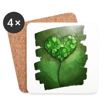 Saint-Patrick Shamrock Heart - Dessous de verre (lot de 4) - blanc - Devant