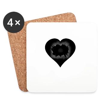 Black Soul Heart Hearts Emotion Feeling - Coasters (set of 4) - white - Front