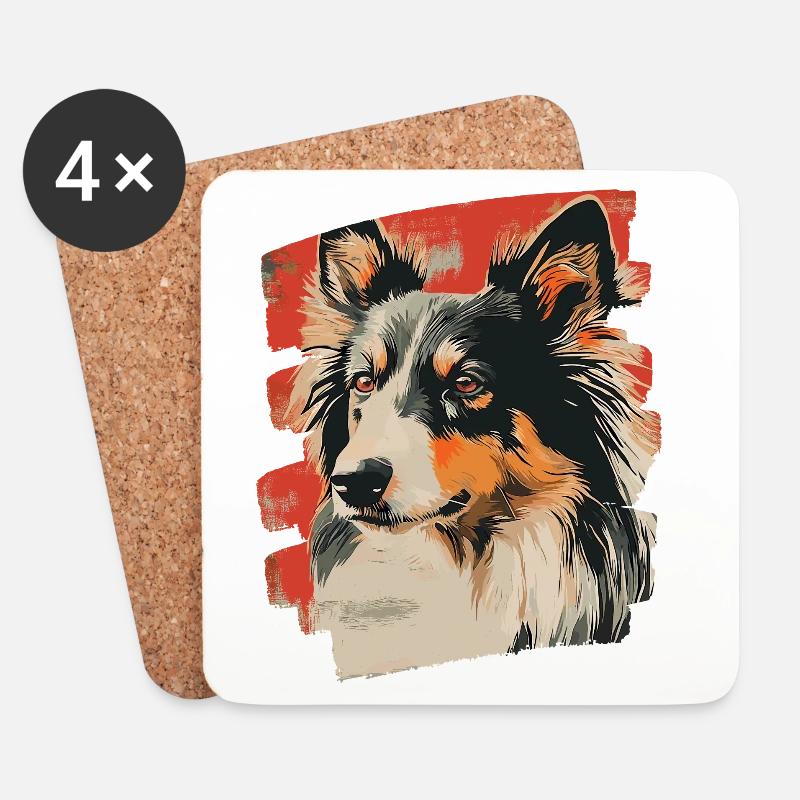 Collie - Untersetzer (4er-Set) - Weiß