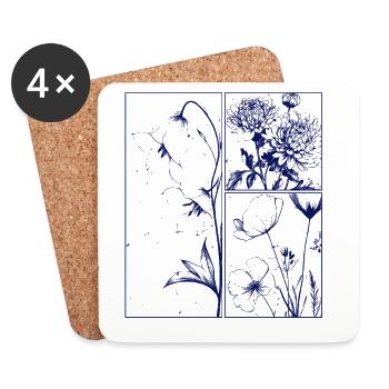 Chrysanthème floral Campanule Cadeau botanique - Dessous de verre (lot de 4) - blanc - Devant