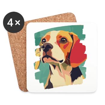 Beagle - Dessous de verre (lot de 4) - blanc - Devant