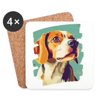 Beagle - Dessous de verre (lot de 4) - blanc - Devant